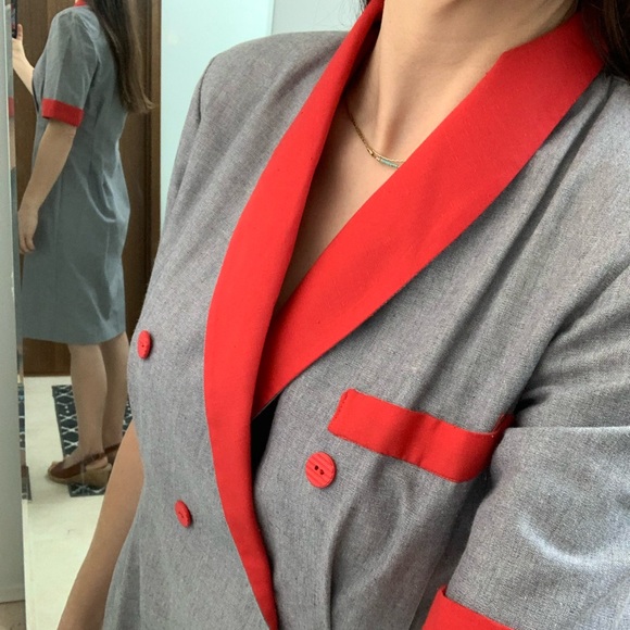 Vintage grey and red dress - Picture 1 of 9